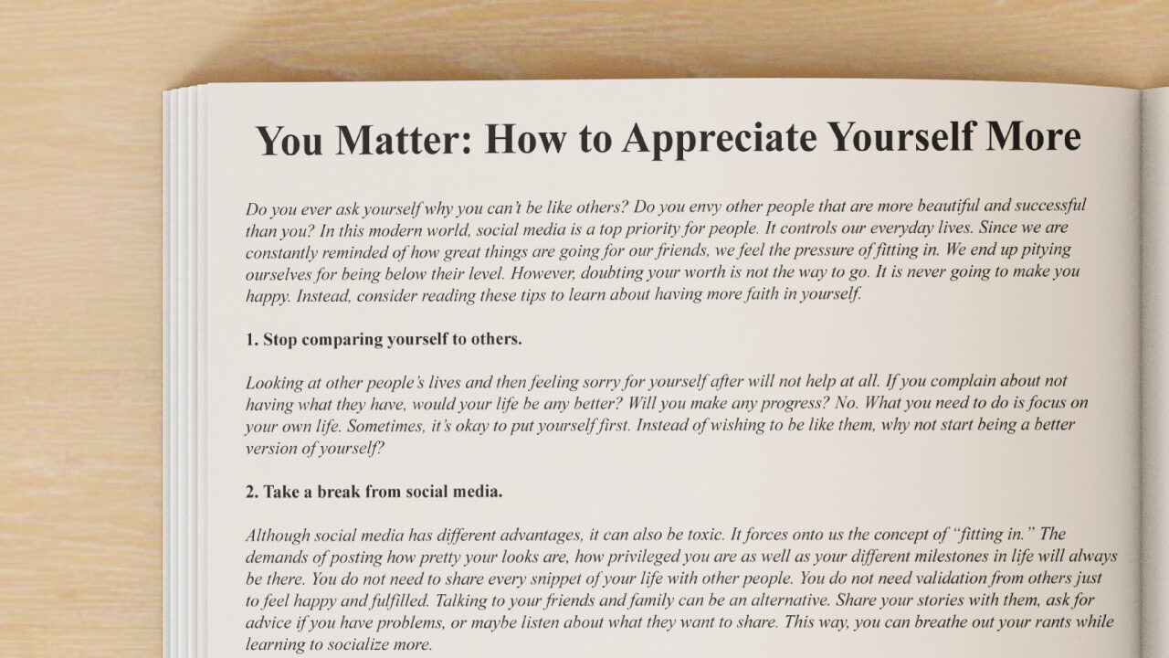 You Matter: How to Appreciate Yourself More
